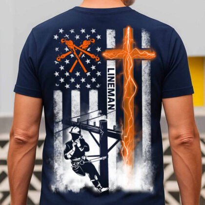 Faith & Power - Patriotic Lineman Cross